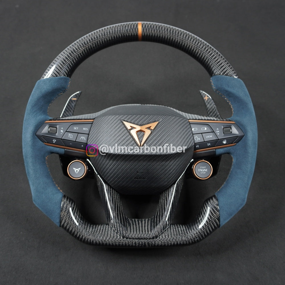 Private Custom Carbon Fiber Steering Wheel Trim Cover For Seat Cupra Ateca MK4 2023 Formentor Sport FR IBIZA