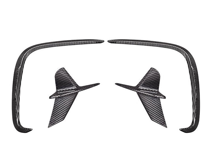 For BMW 8 Series G14 G15 G16 M850i Dry Carbon Fiber Rear Bumper Canard Air Vent Fins