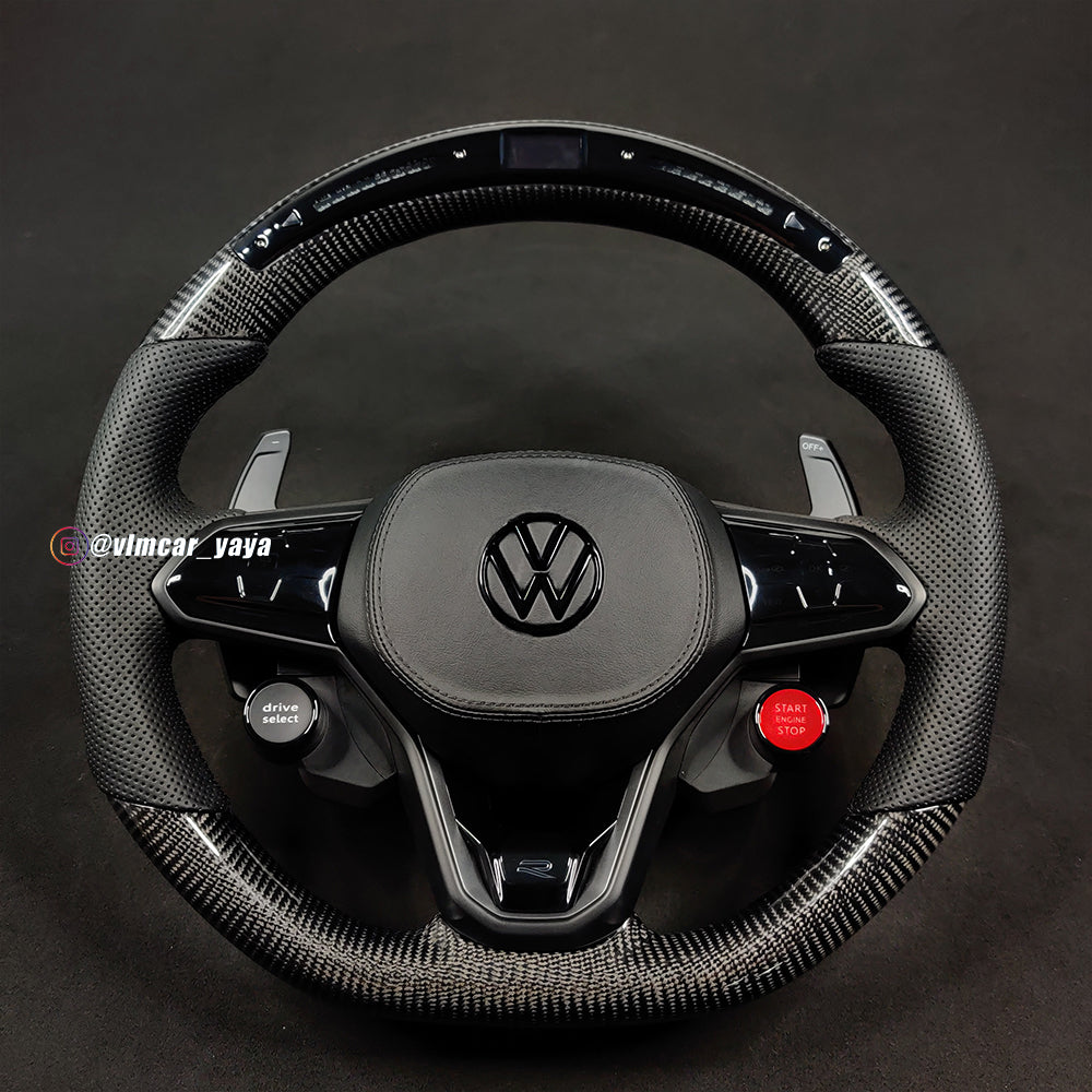 Private Custom Carbon Fiber Steering Wheel For Volkswagen Golf8 MK8 R GTI Tiguan VW Jetta