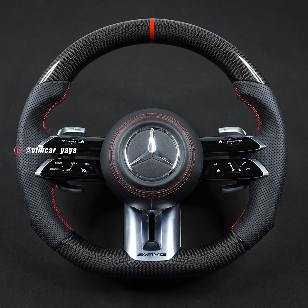 Private Custom Carbon Fiber Steering Wheel For Mercedes Benz AMG W204 W212 W221 W222 W223 AMG S63 G63 G55 Racing Wheel