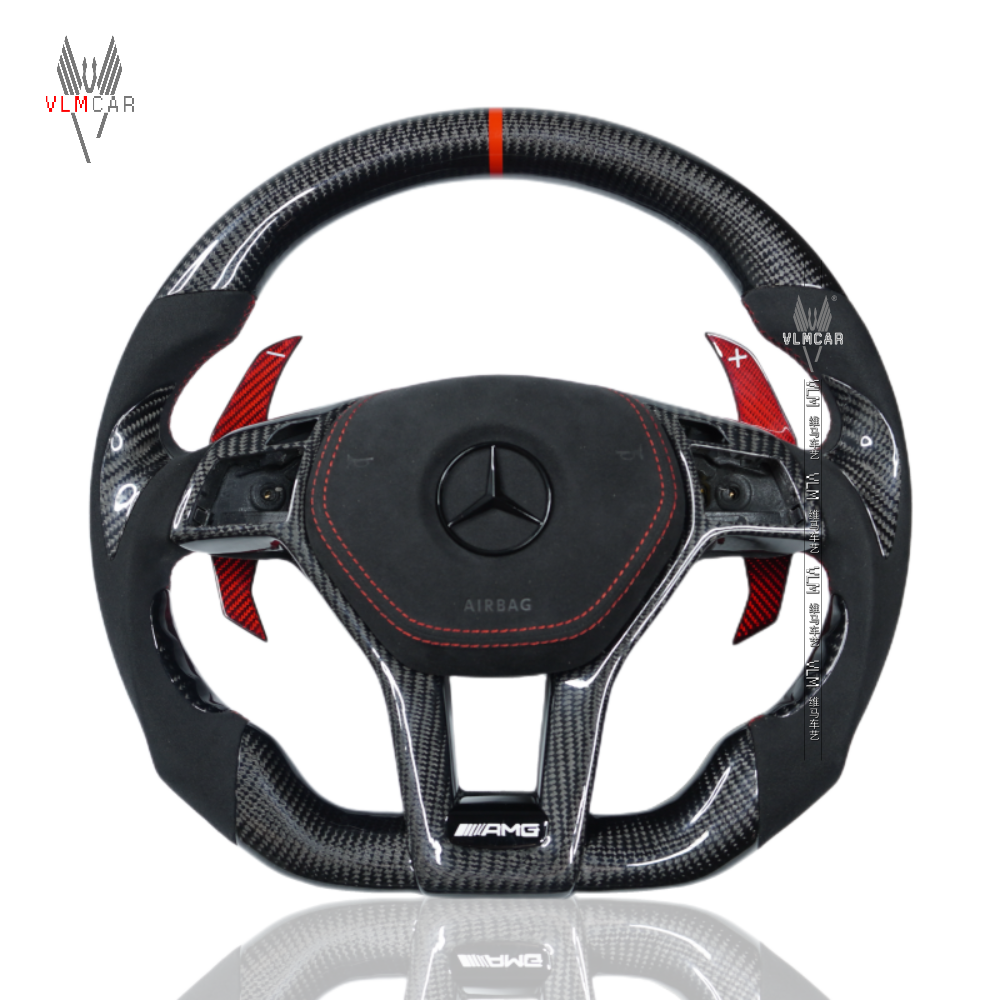 Private Custom Carbon Fiber Steering Wheel For Mercedes Benz W204 C63 AMG W212 C-Class