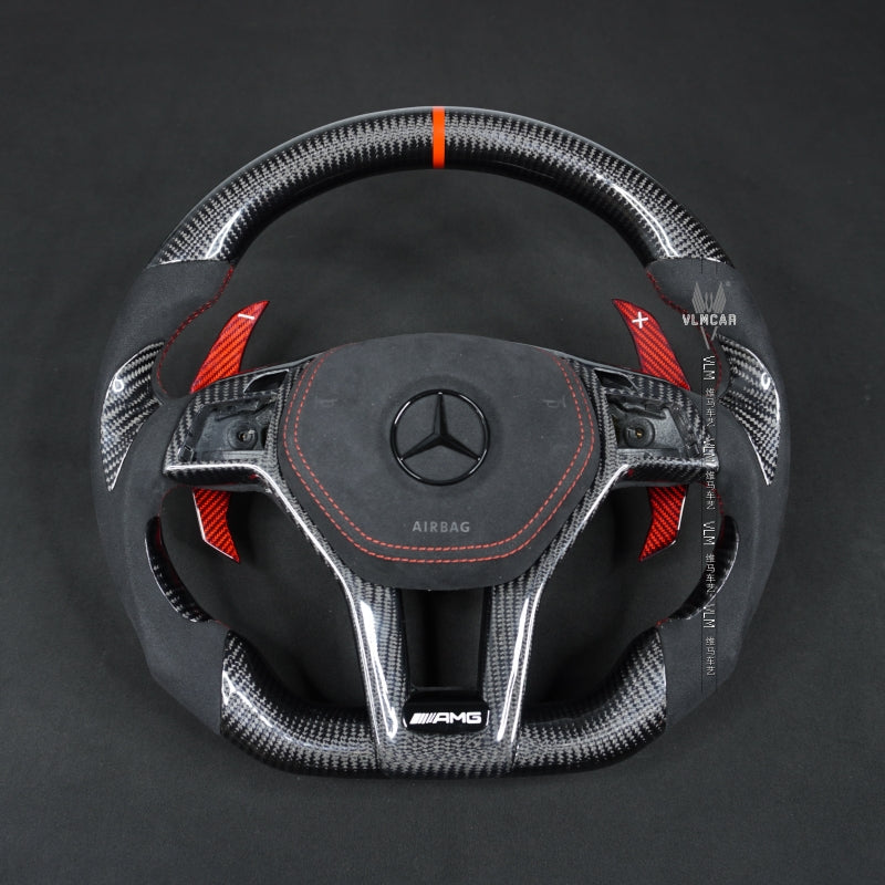 Private Custom Carbon Fiber Steering Wheel For Mercedes Benz W204 C63 AMG W212 C-Class
