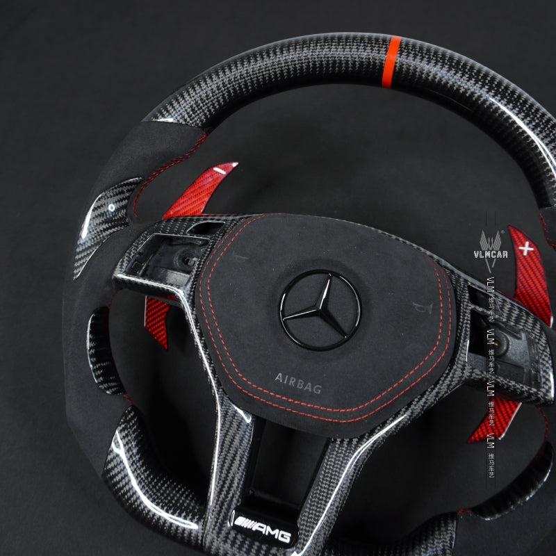 Private Custom Carbon Fiber Steering Wheel For Mercedes Benz W204 C63 AMG W212 C-Class
