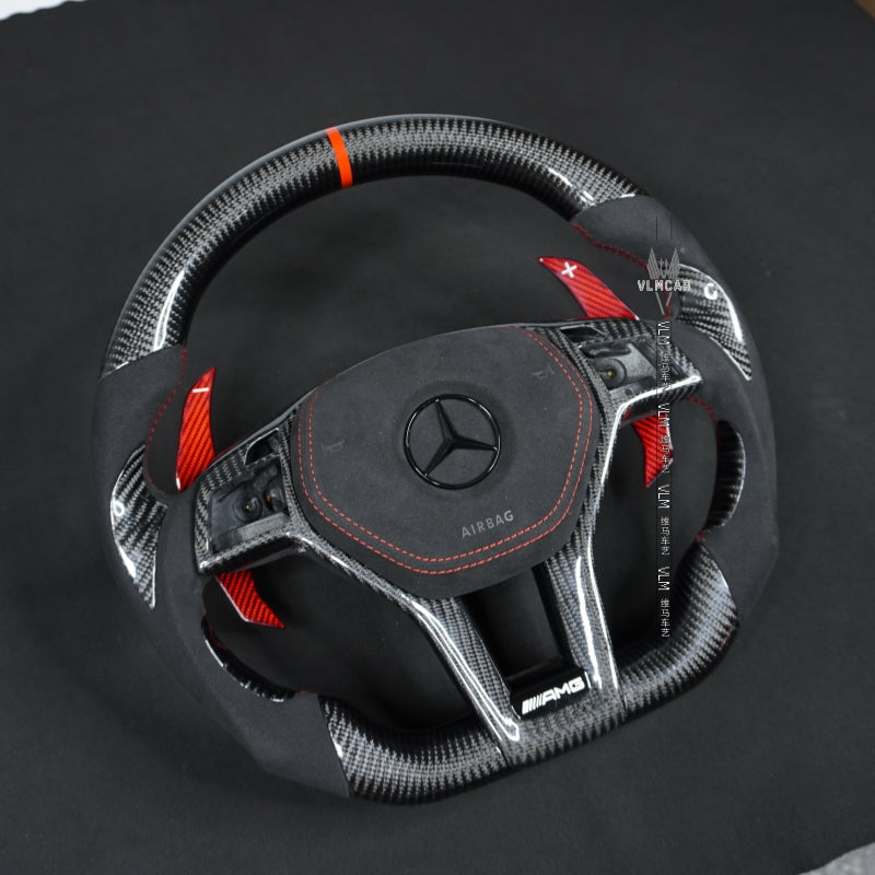 Private Custom Carbon Fiber Steering Wheel For Mercedes Benz W204 C63 AMG W212 C-Class