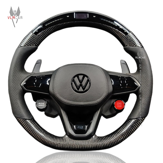 Private Custom Carbon Fiber Steering Wheel For Volkswagen Golf8 MK8 R GTI Tiguan VW Jetta